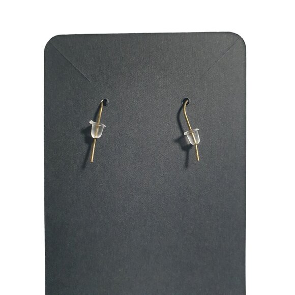 Handmade Gold Blue Beaded Dangle Earrings By Donovan Lightweight 3" Long Gift - Picture 4 of 4